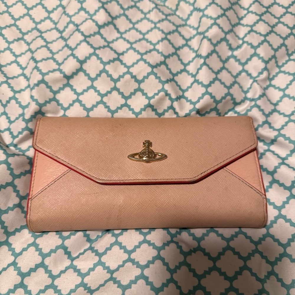Vivienne Westwood Pink Envelope Wallet with Gold Orb Hardware